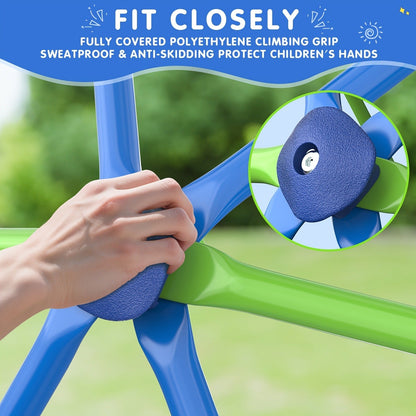 10FT Kids Climbing Dome with Hammock Swing Disc Swing Backyard Jungle Gym Steel Frame Outdoor Play Equipment 1000 LBS Capacity Gift for Boys