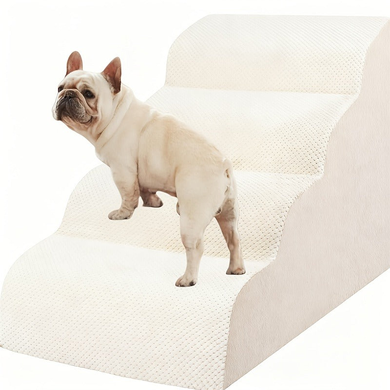 Dog Stairs for High Beds & Sofa – Extra Wide Foam Pet Steps with Non-Slip Bottom, Soft Cushioned Dog Ramp for Couch, Ideal for Small Dogs