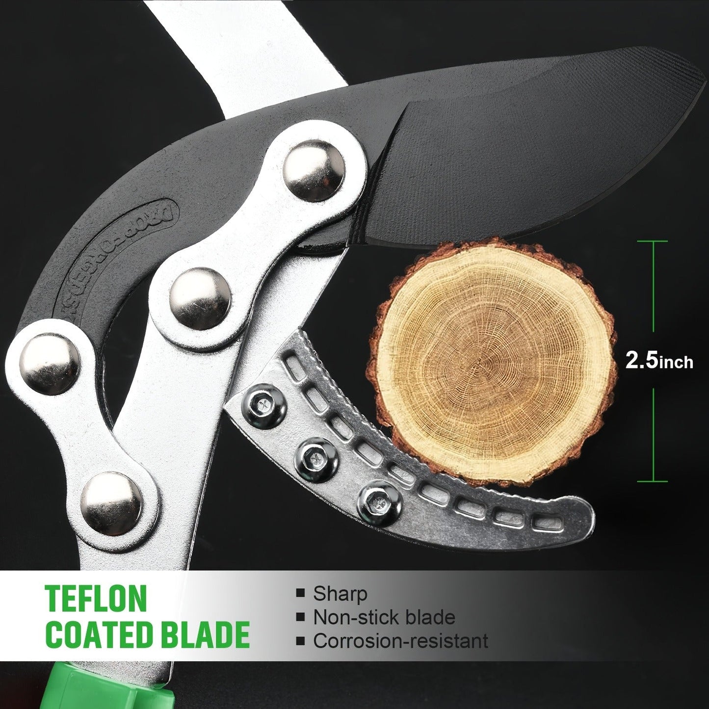 Long Reach Pruning Shears 18-38 Inch Extendable – Non-Stick Steel Blades Cut 2" Branches, Shock-Absorbing Handle