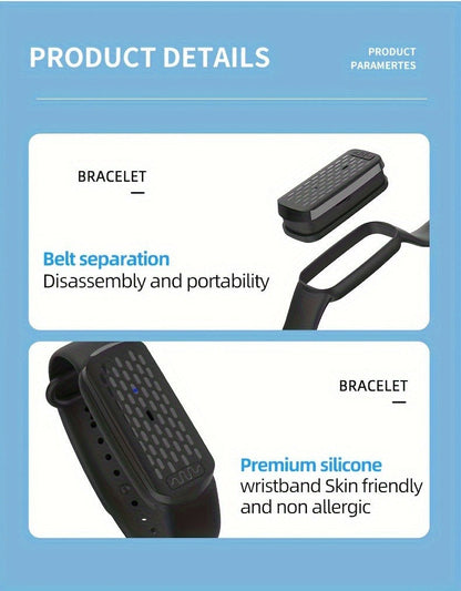 Mosquito Bracelet, Ultrasonic Soundwave Technology, USB Rechargeable, Wristband for Camping Outdoor Hiking Travel