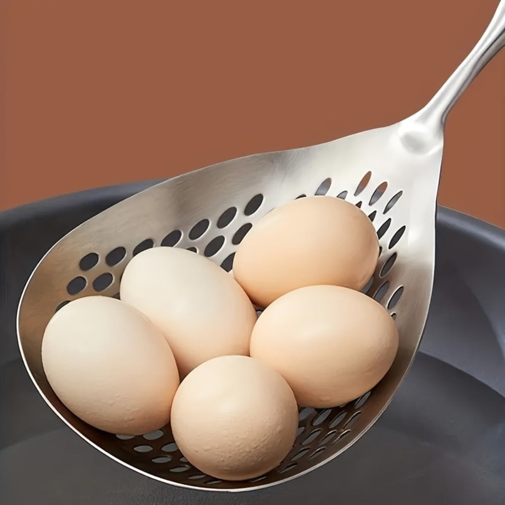 Stainless Steel Slotted Spoon Large Cooking Spoon for Frying Hot Pot Draining Serving for Home Cooking, Dining and Outdoor Meals