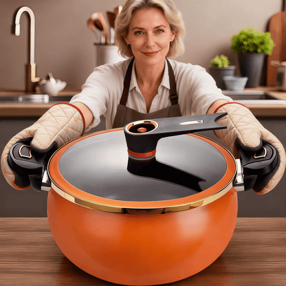Non-Stick Soup Pot with Twist-Lock Handle | Large Capacity Stew Pot Compatible with Gas Stove Induction Cooker Open Fire | Multi-Function