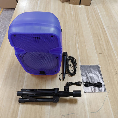 1000W Portable Party Speaker with 8-Inch Woofer, Karaoke Microphone, RGB Lights, Bluetooth, FM, USB & TWS