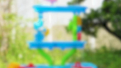 Water Play Table for Kids Double-Sided Waterfall & Beach Sand Zone, Outdoor Sensory Activity Toy for Toddlers Ages 3+