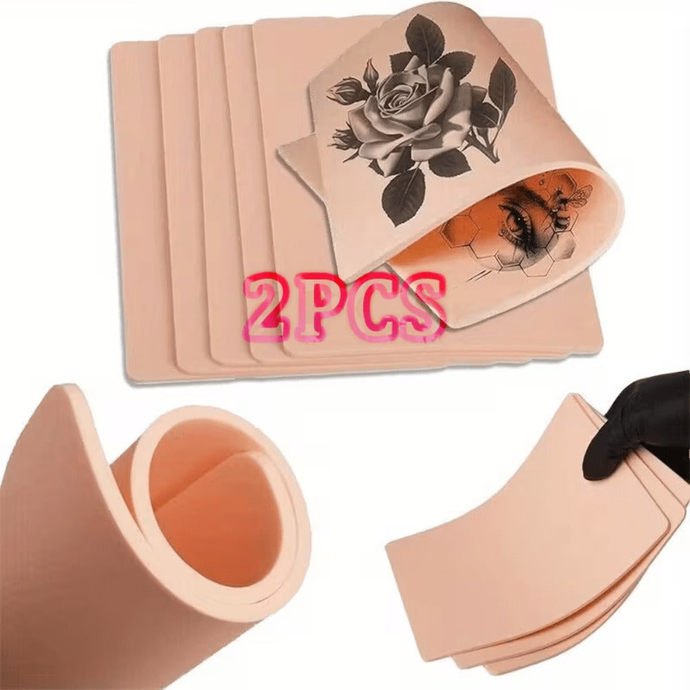 Tattoo Practice Skin Silicone Double-Sided – Flexible Fake Skin 1mm, Realistic Curvature for Tattoo Artists, Beginners