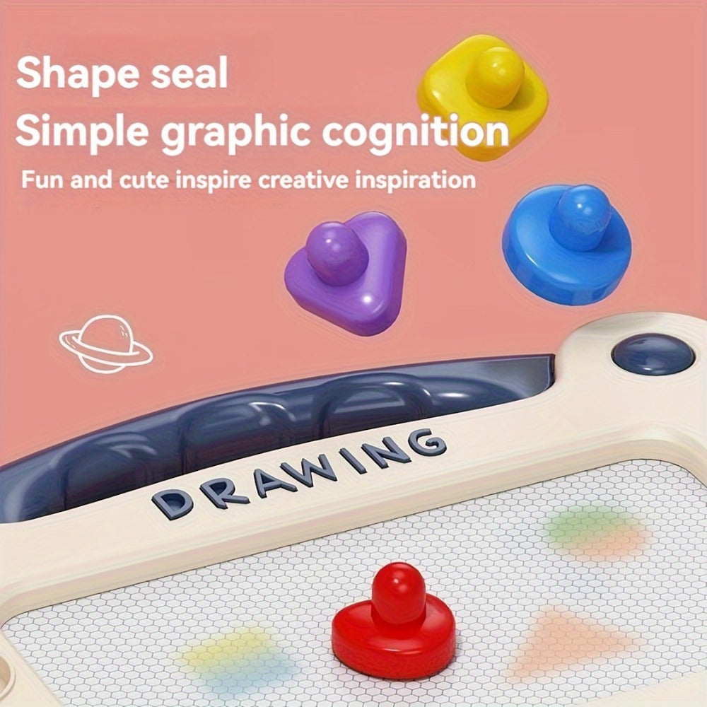 Kids Drawing Board Toy 3-in-1 with Stamps Brush Stand – Magnetic Doodle Art Set for Toddlers Boys Girls Ages 3+ Birthday Easter Christmas
