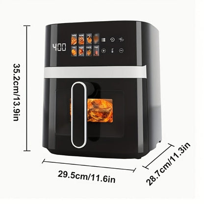 6 Quart Air Fryer with 8 Preset Functions – 6-in-1 Large Capacity Air Fryer Oven with Smart Cook Program, Stainless Steel Rack