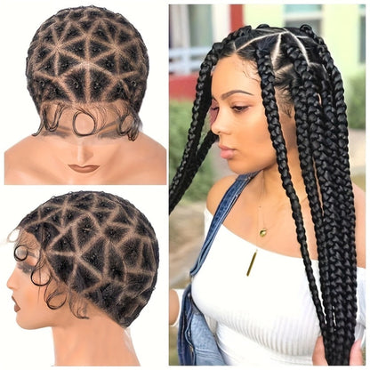 Braided Wig Cap Double Full Lace with Baby Hair Glueless Breathable Adjustable 22 Inch | 81-120 Sections Goddess Box Braid Faux Locs Passion