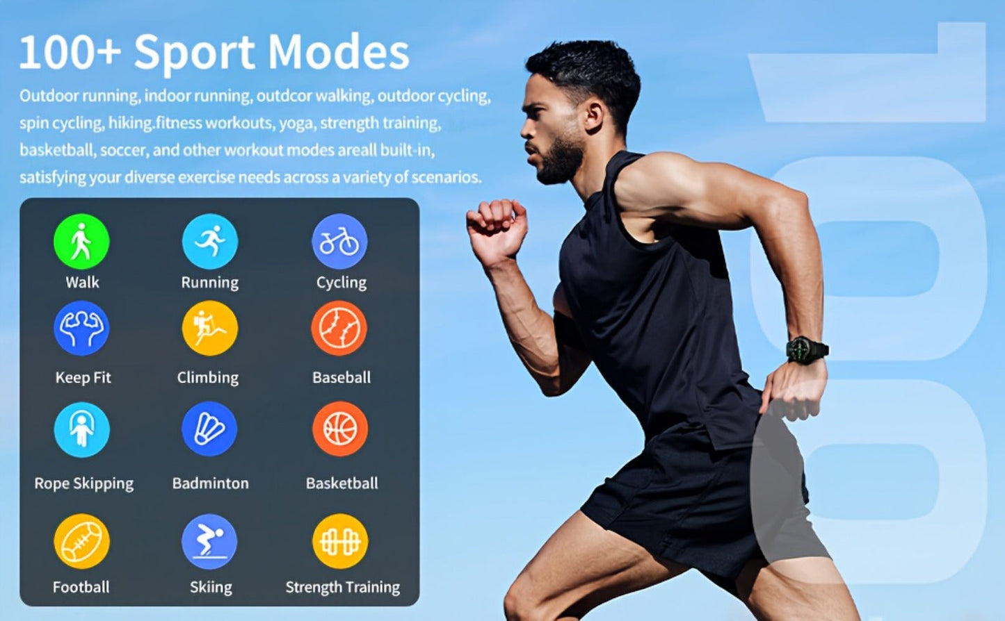 Smartwatch 2-in-1 with Built-In Earphones, 1.46 Inch IPS Touchscreen and 100 Sport Modes with Extra Strap