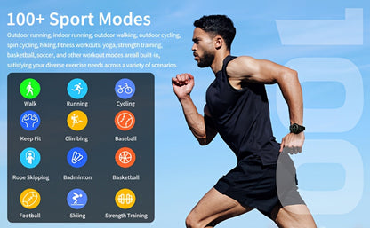 Smartwatch 2-in-1 with Built-In Earphones, 1.46 Inch IPS Touchscreen and 100 Sport Modes with Extra Strap