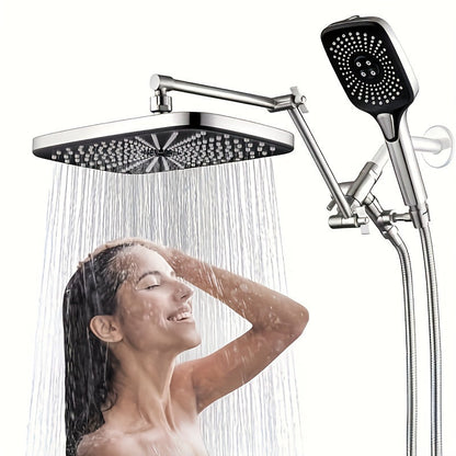 Rain Shower Head with Handheld Combo 12 Inch High Pressure Rainfall Showerhead Set, 4-Function Spray