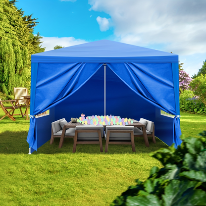 PE Fabric 10x10ft Canopy Tent with No-Wall, Three-Sidewall or Four-Sidewall Package Options