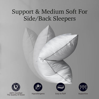 Hotel Collection Feather Down Bed Pillows Set of 2, 500 Thread Count 100% Cotton for Entryways, Bedrooms and Living Spaces