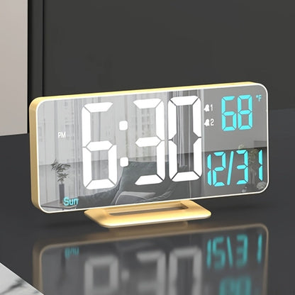 Large Digital Alarm Clock 6.7" with Dual Alarm & Dimmable LED Display, USB Powered Desk Clock with Temperature