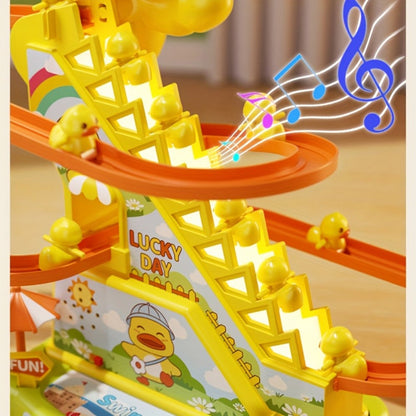Electric Duck Climbing Stairs Toy with Music, 6 Ducklings Slide Loop Toy for Kids Ages 3 4 5 6, Fun Interactive Toy for Boys & Girls