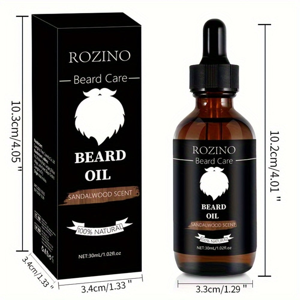 Beard Oil for Men, Sandalwood Scent with Plant Essence, Deep & Nourishing Beard Care Oil for Smooth Glossy Beard