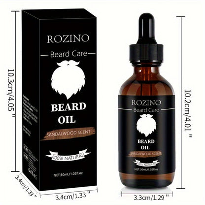 Beard Oil for Men, Sandalwood Scent with Plant Essence, Deep & Nourishing Beard Care Oil for Smooth Glossy Beard