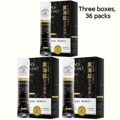 Face Mask, Black Sea Salt Bubble Single-Use Sachets, 5g Each with 12, 24 or 36-Packet Box Options