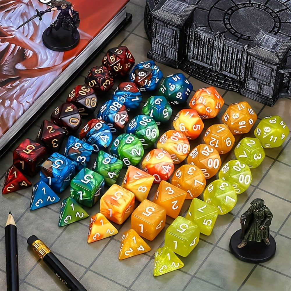 DND Polyhedral Dice Set 25 Sets 175pcs, Double Color D4 D6 D8 D10 D12 D20 for Dungeons & Dragons RPG MTG Tabletop Games