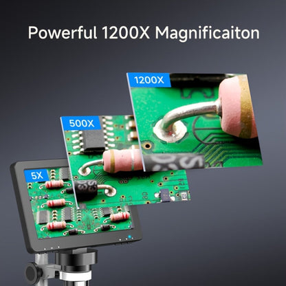 7 Inch LCD Digital Microscope 1200X Magnification, DM9 Coin Microscope 12MP Camera, 8 LED Lights, 32GB Card, Windows Compatible, USB Wired