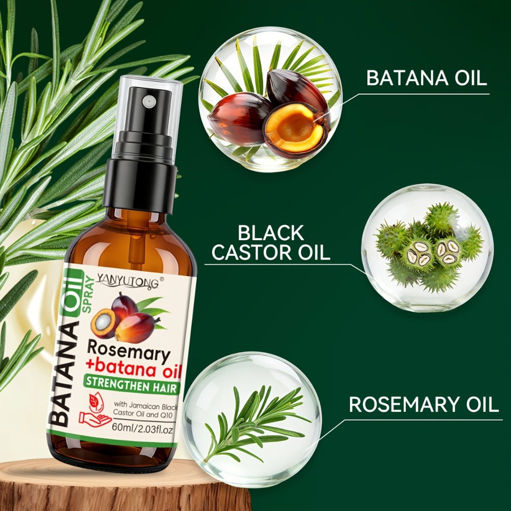 Batana & Rosemary Essential Oil Hair Spray 2.03oz, Deep Scalp & Damaged Hair Treatment, Nourishing Formula from Honduras