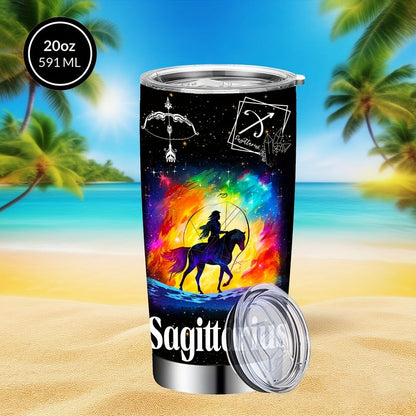Insulated Tumbler 20oz Zodiac Sign 304 Stainless Steel with Lid, Straw and 12 Horoscope Options