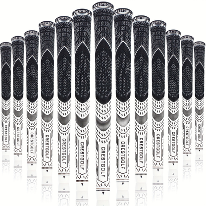 Midsize Golf Grips Set 13 Pack – All Weather Hybrid Rubber Golf Club Grips with Ecological Yarn Thread Technology, Multiple Colors