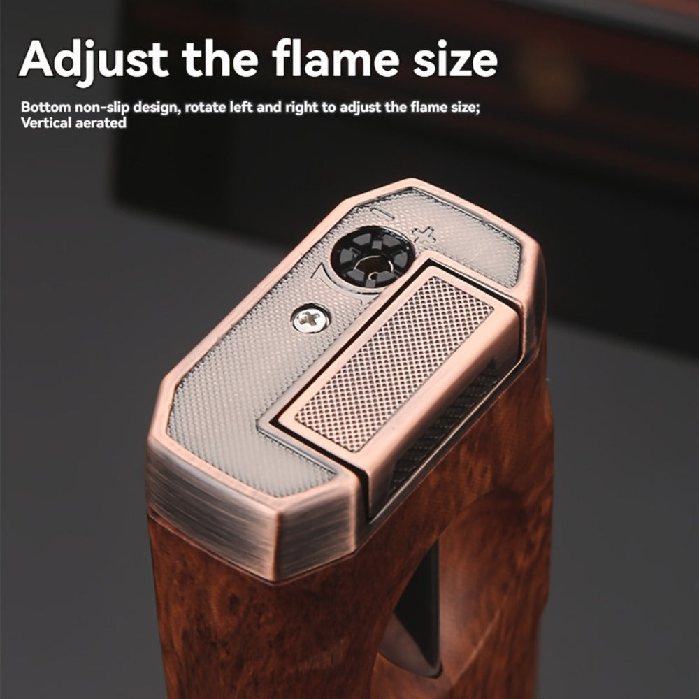Cigar Torch Lighter with V-Shaped Cigar Cutter Built-in Clip Dual Windproof Jet Flame Visible for Entryways, Bedrooms and Living Spaces
