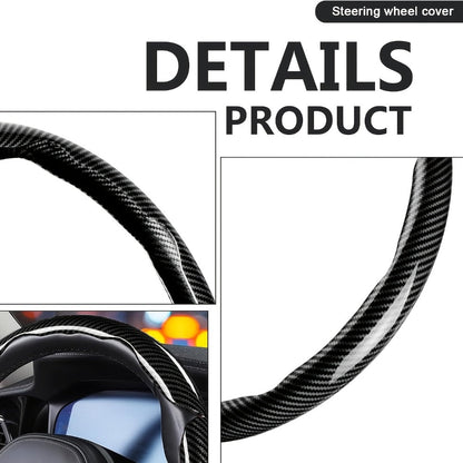 Steering Wheel Cover Carbon Fiber 3Pcs – Anti-Slip Scratch-Resistant Protector for Toyota RAV4, Camry, Corolla, Highlander, Tacoma, Tundra