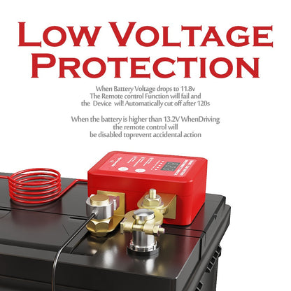 Wireless Battery Kill Switch – 12V/24V 240A Remote Control Cutoff with LED Voltage Indicator, Auto Shutdown