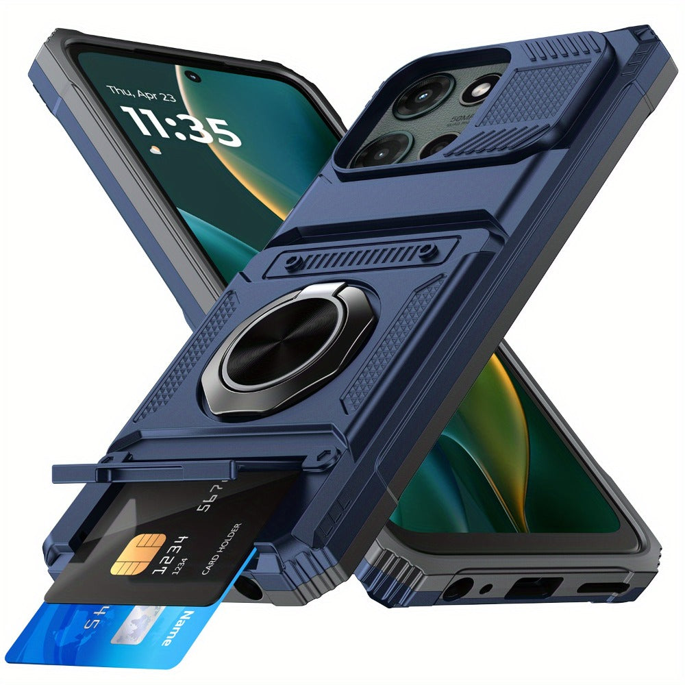 Wallet Moto G 5G 2025 2024 Case Card Holder 360° Ring Stand Dual Layer with the Listed Color, Size or Set Options for Everyday Carry