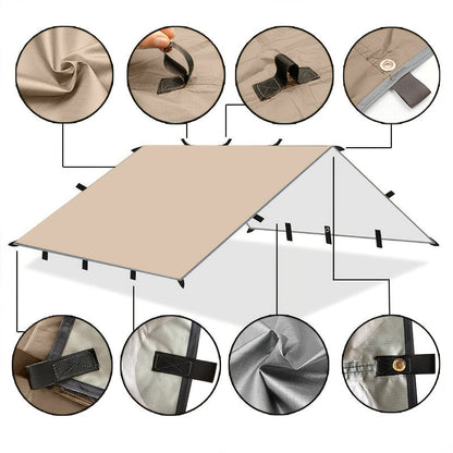 Camping Sunshade Tarp Multi-Function Sun Shelter Canopy – 19 Hanging Points or 6 Tie-Down Points, 300x300cm & 300x400cm