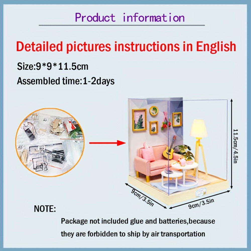 DIY Miniature Dollhouse Kit with Dust Cover Small, Mini House Model No Glue with the Listed Color, Size or Set Options for Everyday Use