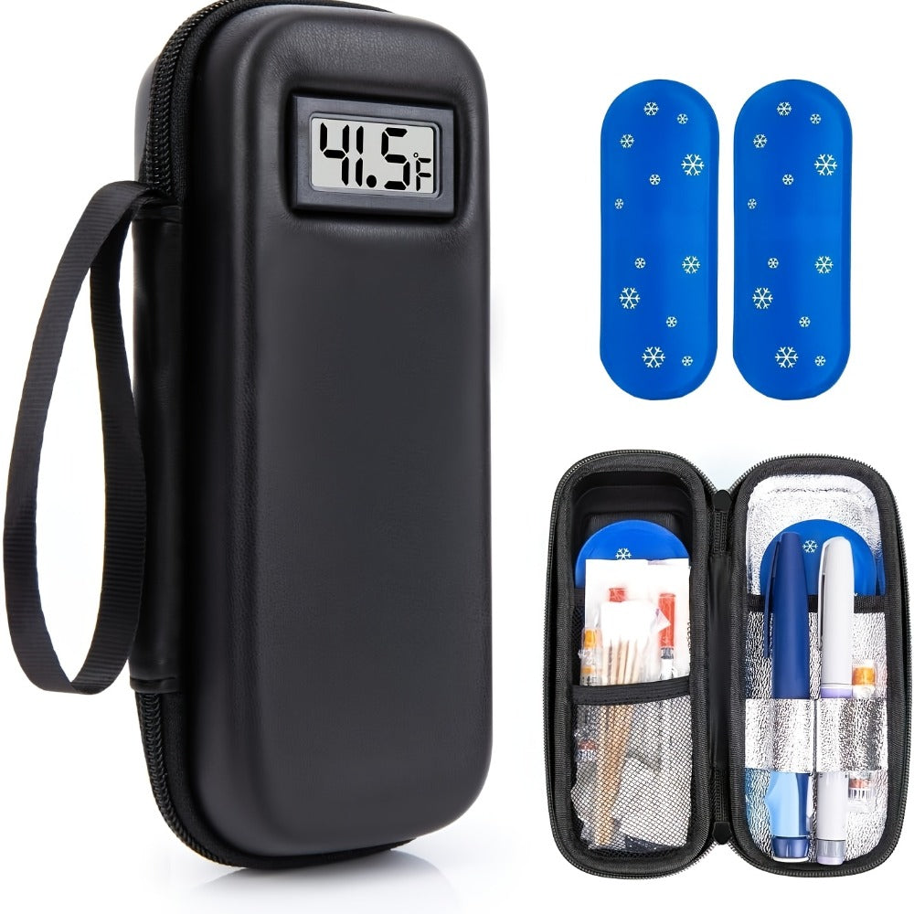 Insulin Travel Case with Temperature Monitor 2 TSA Approved Ice Packs Portable Diabetic Bag for Entryways, Bedrooms and Living Spaces