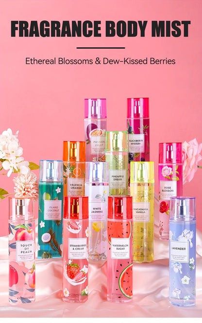Two-Piece Fruit Scent Body Mist Set, 8 fl oz / 236ml Bottles in Nine Exact Matching Scent Options