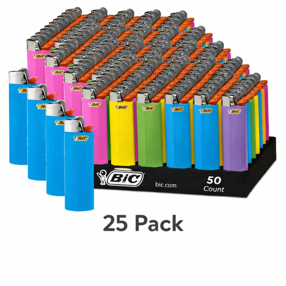 BIC Classic Pocket Lighters Bulk, Assorted Colors, Reliable Windproof Flame for Candles Fireplace Camping Grill
