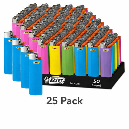 BIC Classic Pocket Lighters Bulk, Assorted Colors, Reliable Windproof Flame for Candles Fireplace Camping Grill