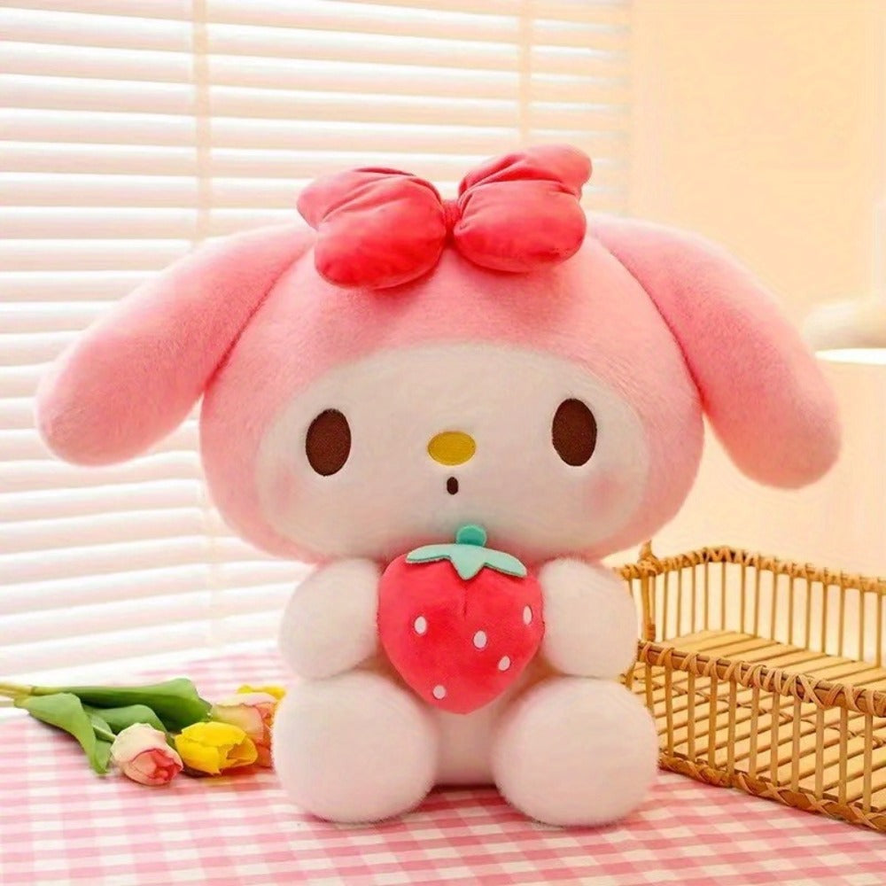 Plush Toy Strawberry-Holding Character Doll in 9.84-Inch Sitting Style with Two product details