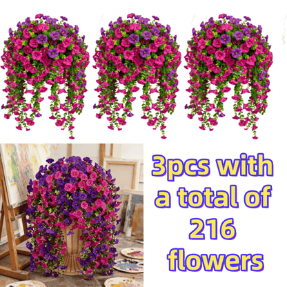 Artificial Rose Vine Hanging Garland 3pcs 216 Flowers – High-Density UV-Resistant Faux Rose Flower Vines with Realistic Roses & Foliage