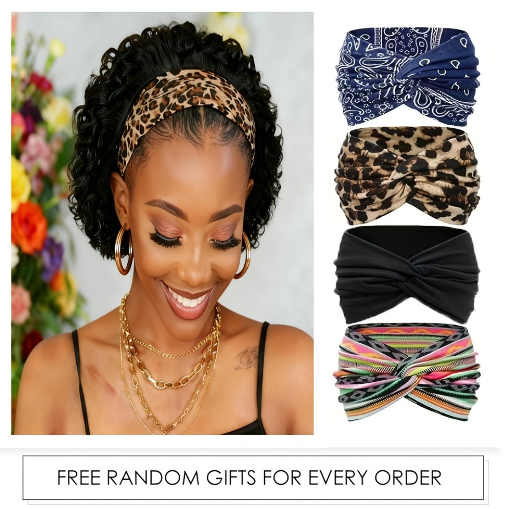 Kinky Curly Headband Wig Human Hair Brazilian 150% Density Glueless 6 Inch | No Glue No Gel Black Burgundy Rust | Beginner Friendly Daily