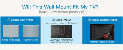 26-55 Inch TV Mount with Full-Motion Adjustment and Tilt and Swivel for Living Room detail image - detail view 10