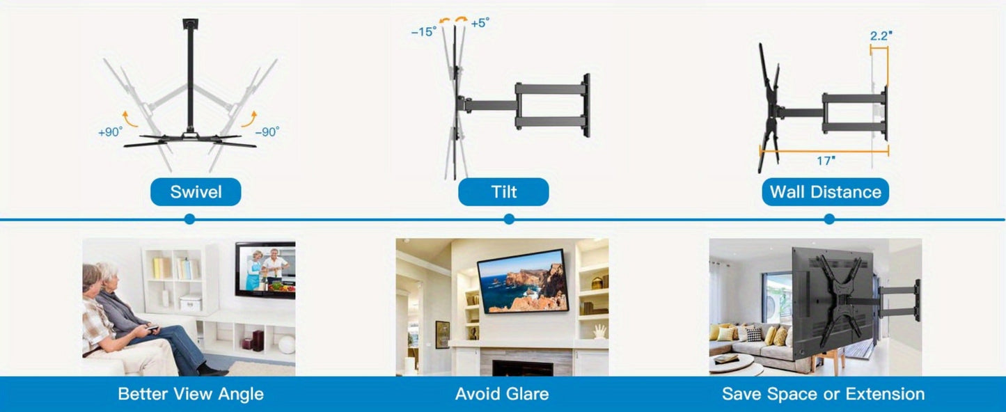 26-55 Inch TV Mount with Full-Motion Adjustment and Tilt and Swivel for Living Room detail image - detail view 11