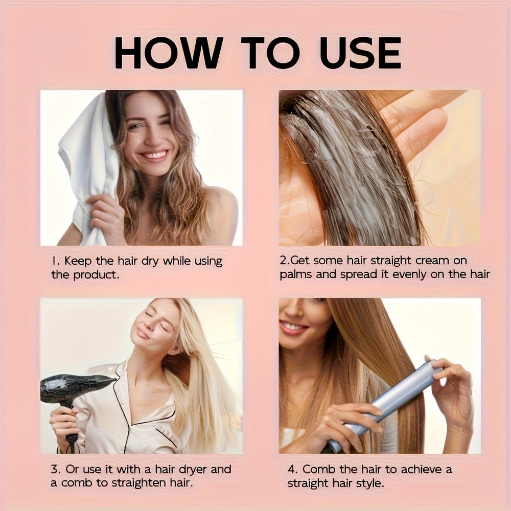 Smoothing Hair Straightening Cream with Protein & Keratin, Deep Frizz Control Treatment for All Hair Types