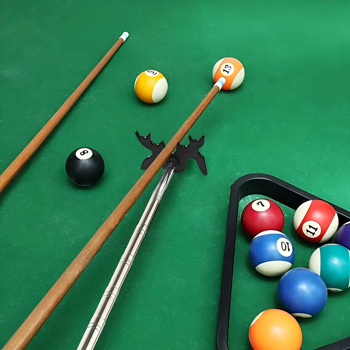 Pool Cue Bridge Head Stick Extender Retractable Billiard Cue Rest Telescopic Bridge Stick with Deer Head Plastic Bridge Head Stainless Steel