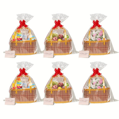 Bamboo Storage Baskets 6-Pack in Oval or Round Shapes with Nine Color and Shape Options for Home Organization