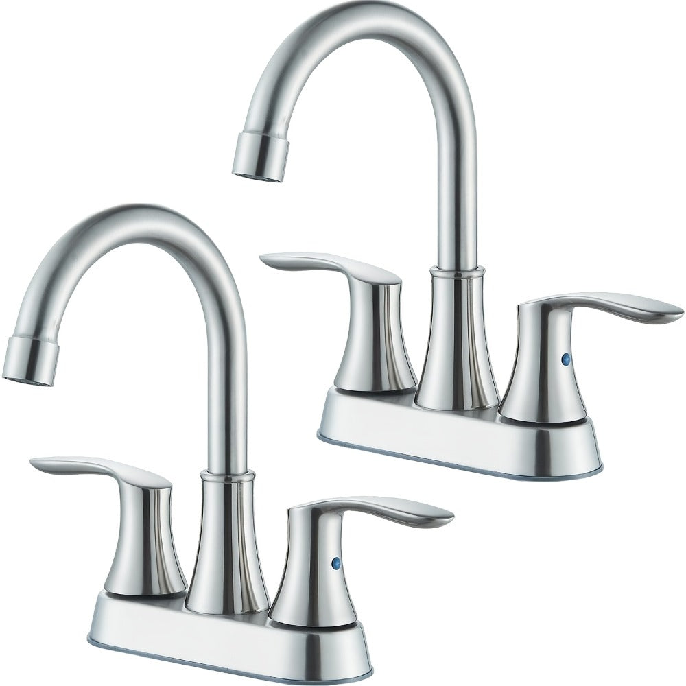 Centerset Bathroom Faucet 2 Handle 4 Inch – Dual Handle Vanity Sink Faucet with Pop-Up Drain & Supply Lines