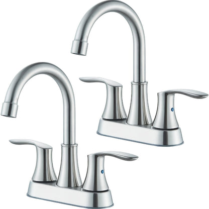 Centerset Bathroom Faucet 2 Handle 4 Inch – Dual Handle Vanity Sink Faucet with Pop-Up Drain & Supply Lines