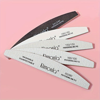 Nail File Set Professional Half Moon Rolled Sanding Strips 5 & 10 Pcs – Gray Sanding Bands for Shaping Buffing Smoothing Natural Acrylic Gel