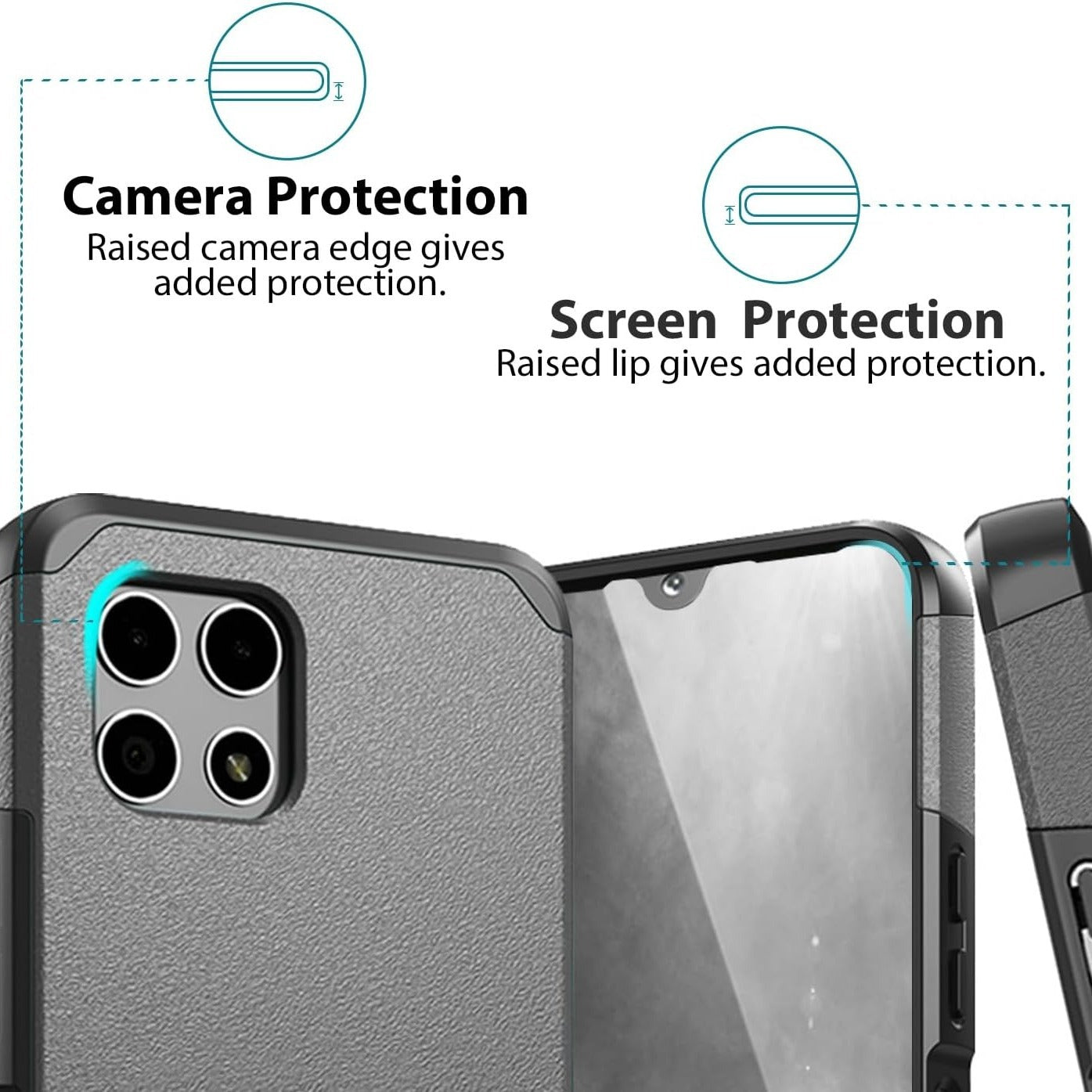 Phone Case Dual-Layer PC and TPU Cover for T-Mobile Revvl 7 5G in Red, Purple, Pink, Black, Gray or Blue