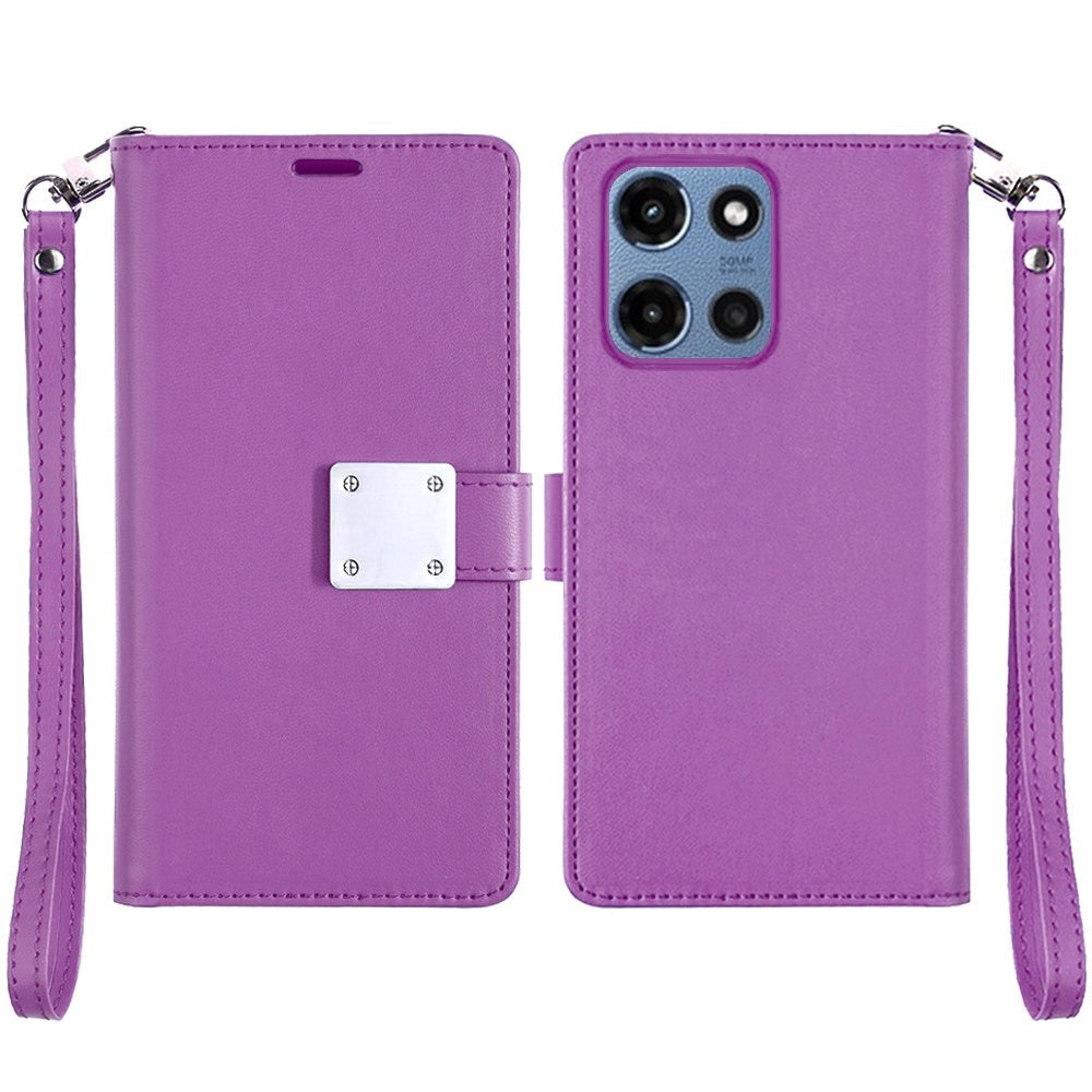 Moto G 5G 2025 Wallet Case PU Leather Folio with 5 Card Slots Cash Pocket Magnetic Closure Kickstand for Motorola Moto G 5G 2025